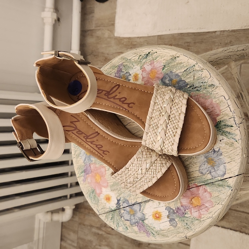 Zodiac 4" off white cork wedges
